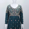 Teal Green Embroidered Sharara Set with Floral Thread Work and Matching Dupatta - Mangaldeep NX