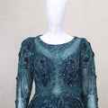 Teal Green Full Sleeve Gown with Heavy Sequin and Bead Embroidery - Mangaldeep NX