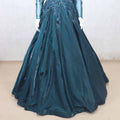 Teal Green Full Sleeve Gown with Heavy Sequin and Bead Embroidery - Mangaldeep NX