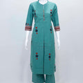 Teal Green Printed Cotton Straight Suit Set with Matching Dupatta - Mangaldeep NX
