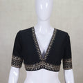 Traditional Black Mirror Work Lehenga Choli set with V - Neck Blouse - Mangaldeep NX