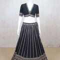 Traditional Black Mirror Work Lehenga Choli set with V - Neck Blouse - Mangaldeep NX