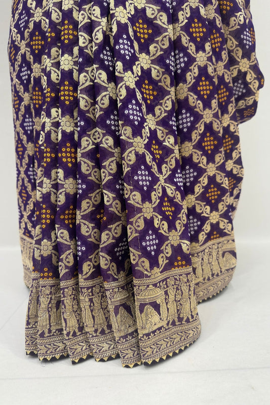 Traditional Dark Purple Banarasi Silk Saree - Mangaldeep NX