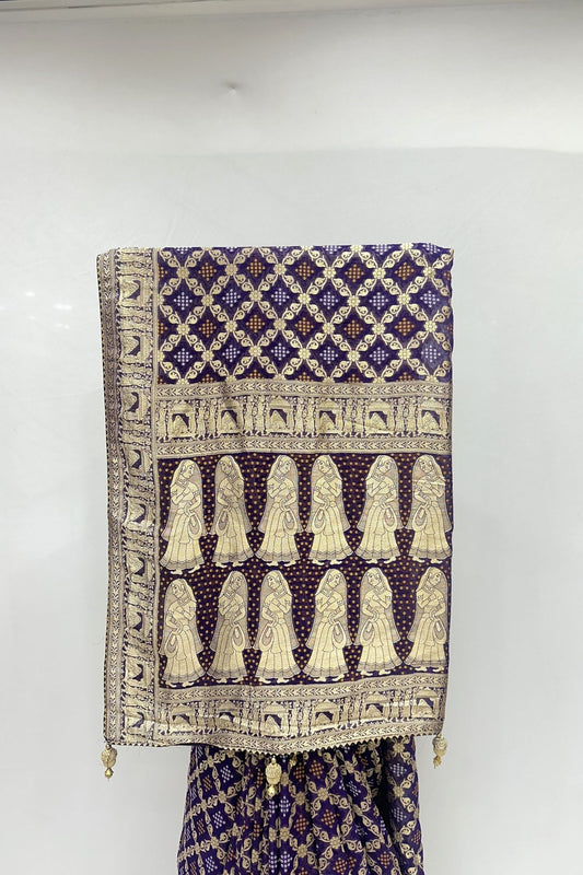 Traditional Dark Purple Banarasi Silk Saree - Mangaldeep NX