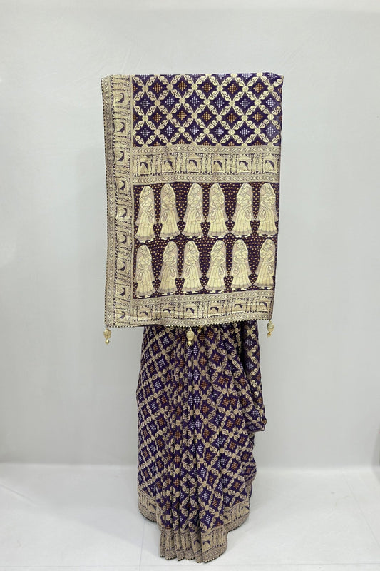 Traditional Dark Purple Banarasi Silk Saree - Mangaldeep NX