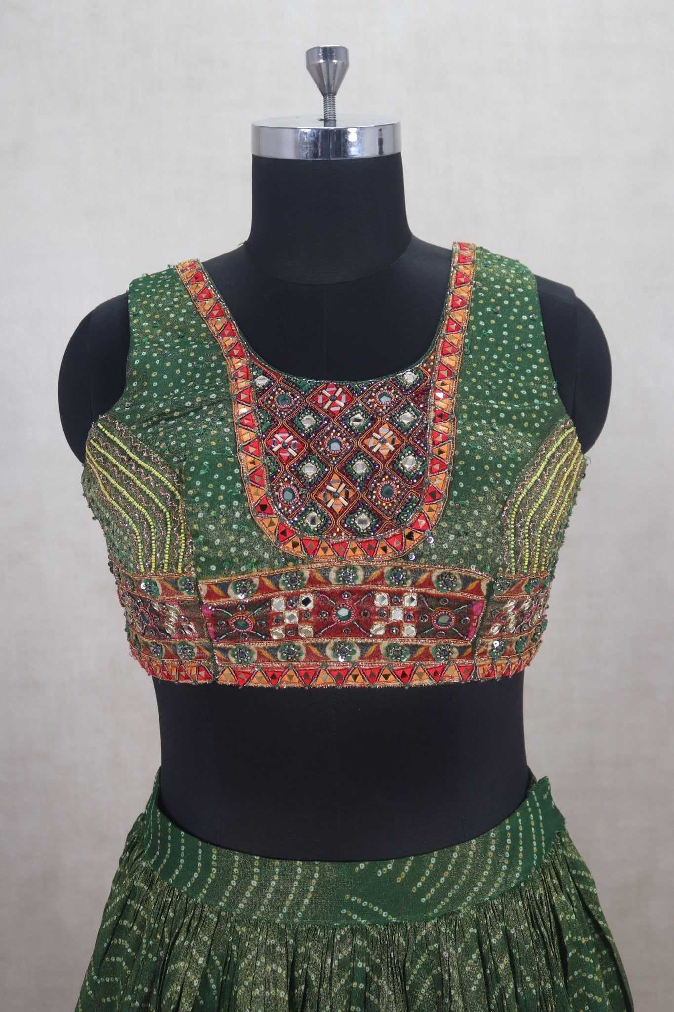Traditional Green Bandhani Lehenga Choli - Mangaldeep NX