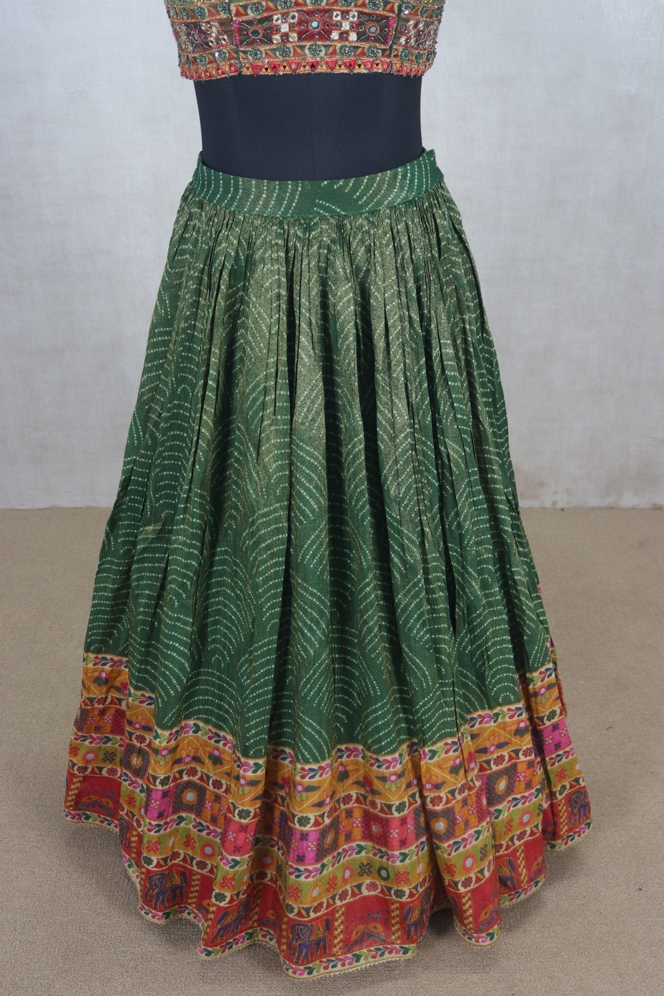 Traditional Green Bandhani Lehenga Choli - Mangaldeep NX