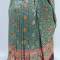 Traditional Green Beige Banarasi Silk Saree with Red Zari Border and Tassels - Mangaldeep NX