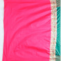 Traditional Green Beige Banarasi Silk Saree with Red Zari Border and Tassels - Mangaldeep NX