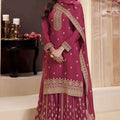 Traditional Maroon Embroidered Sharara Suit for Women - Mangaldeep NX