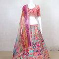 Traditional Multicolor Embroidered Gujarati Mirror Work Lehenga Choli - Mangaldeep NX