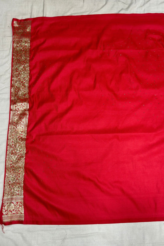 Traditional Red Banarasi Silk Saree with Heavy Zari Work - Mangaldeep NX