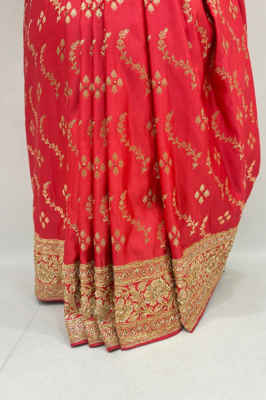 Traditional Red Banarasi Silk Saree with Heavy Zari Work - Mangaldeep NX