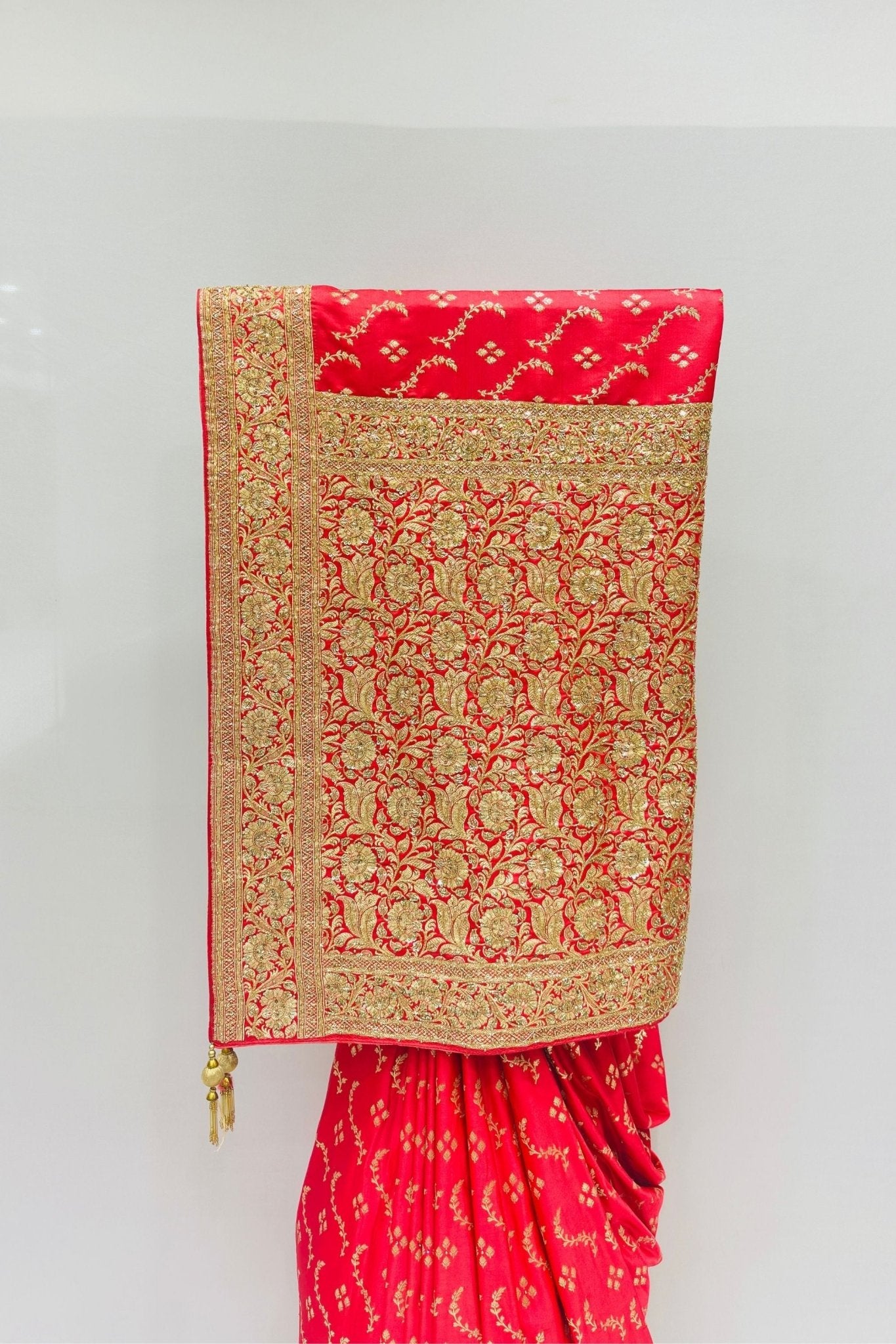Traditional Red Banarasi Silk Saree with Heavy Zari Work - Mangaldeep NX