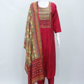 Traditional Red Cotton Kurta Set with Printed Dupatta Ethnic Wear for Daily Festive Use - Mangaldeep NX
