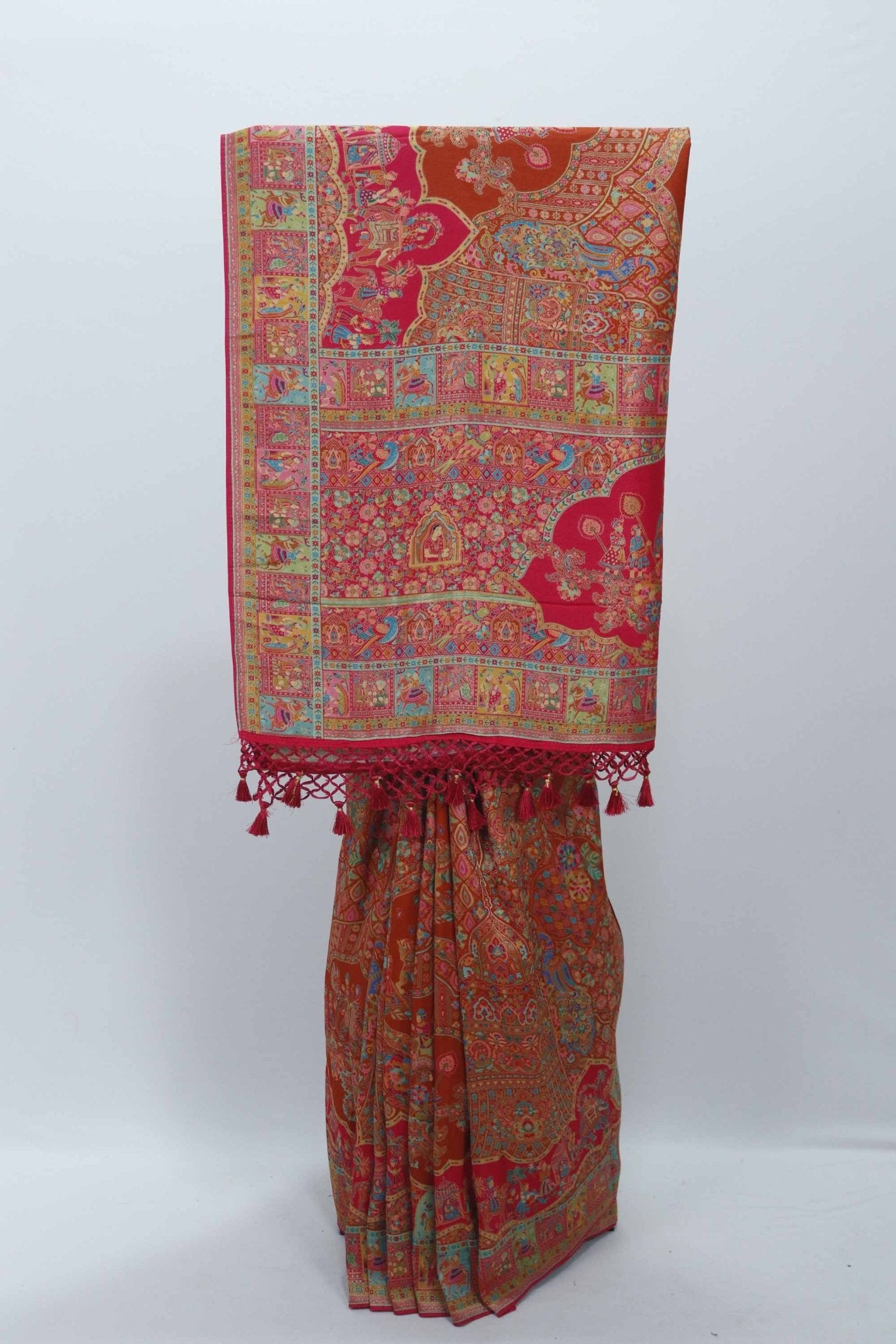 Traditional Red Patola Silk Saree Animal Motifs – Bridal & Festive Wear - Mangaldeep NX