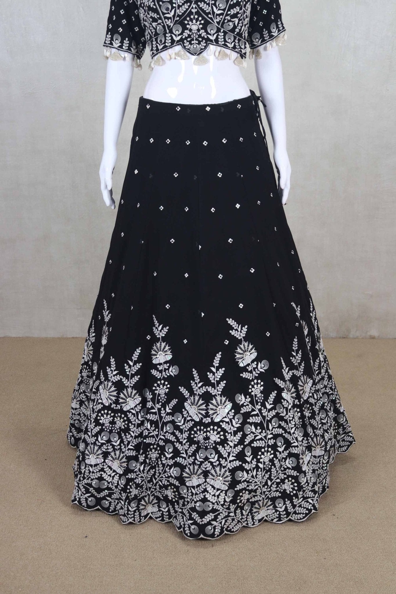 Trendy Black Embroidered Lehenga Choli with Dupatta - Mangaldeep NX