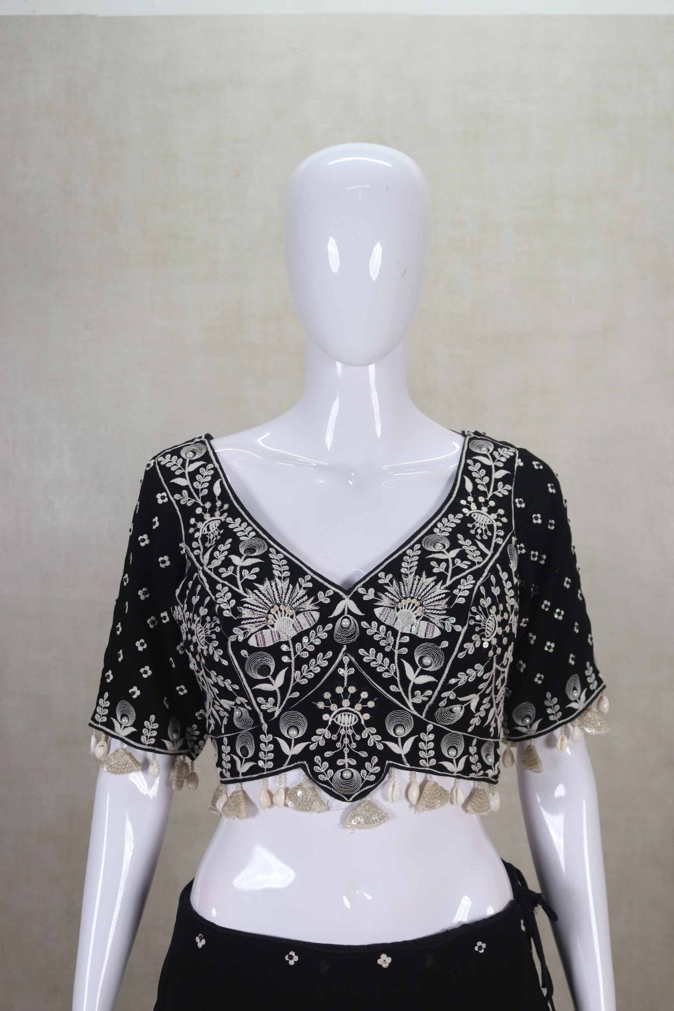 Trendy Black Embroidered Lehenga Choli with Dupatta - Mangaldeep NX