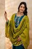 Trendy Morpeach Embroidered Silk Blend Salwar Suit With Olive Green Dupatta - Mangaldeep NX