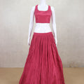 Trendy Rani Pink Crinkled Lehenga with Printed Jacket Blouse - Mangaldeep NX