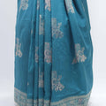 Turquoise Blue Bangalori Silk Saree with Zari Woven Pallu and Traditional Motifs - Mangaldeep NX