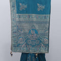 Turquoise Blue Bangalori Silk Saree with Zari Woven Pallu and Traditional Motifs - Mangaldeep NX