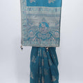 Turquoise Blue Bangalori Silk Saree with Zari Woven Pallu and Traditional Motifs - Mangaldeep NX