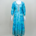 Turquoise Blue Tie - Dye Embroidered Salwar Suit with Matching Dupatta - Mangaldeep NX