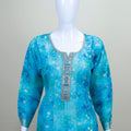 Turquoise Blue Tie - Dye Embroidered Salwar Suit with Matching Dupatta - Mangaldeep NX