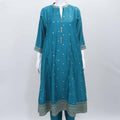 Turquoise Green Embroidered Straight Kurta Set with Zari Tassel Detailing and Matching Dupatta - Mangaldeep NX