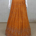 Vibrant Orange Embroidered Lehenga with Mirror Work Crop Top and Jacket - Mangaldeep NX
