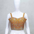 Vibrant Orange Embroidered Lehenga with Mirror Work Crop Top and Jacket - Mangaldeep NX