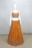 Vibrant Orange Embroidered Lehenga with Mirror Work Crop Top and Jacket - Mangaldeep NX