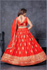 Vibrant Orange Embroidered Silk Lehenga Choli Set with Zari and Mirror Work Dupatta - Mangaldeep NX