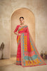 Vibrant Pink and Orange Bandhani Printed Saree with Traditional Motifs - Mangaldeep NX