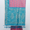 Vibrant Pink and Turquoise Bandhani Silk Saree with Intricate Gold Zari Work and Tassel Detailing - Mangaldeep NX