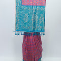 Vibrant Pink and Turquoise Bandhani Silk Saree with Intricate Gold Zari Work and Tassel Detailing - Mangaldeep NX