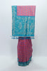 Vibrant Pink and Turquoise Bandhani Silk Saree with Intricate Gold Zari Work and Tassel Detailing - Mangaldeep NX