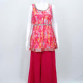 Vibrant Pink Printed Peplum Palazzo Sharara Set - Mangaldeep NX