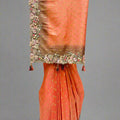 Wedding Style Orange Silk Saree With Floral Embroidered Border - Mangaldeep NX