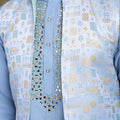 Wedding Wear Blue Silk Kurta with Jacquard Koti - Mangaldeep NX