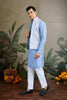 Wedding Wear Blue Silk Kurta with Jacquard Koti - Mangaldeep NX