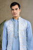 Wedding Wear Blue Silk Kurta with Jacquard Koti - Mangaldeep NX
