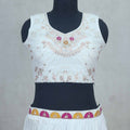 White Embroidered Crop Top Lehenga Set with Sheer Jacket - Mangaldeep NX