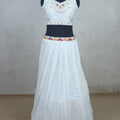 White Embroidered Crop Top Lehenga Set with Sheer Jacket - Mangaldeep NX
