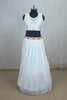 White Embroidered Crop Top Lehenga Set with Sheer Jacket - Mangaldeep NX