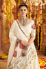 White Mirror Embroidered Navratri Lehenga Choli Set with Golden Striped Border - Mangaldeep NX