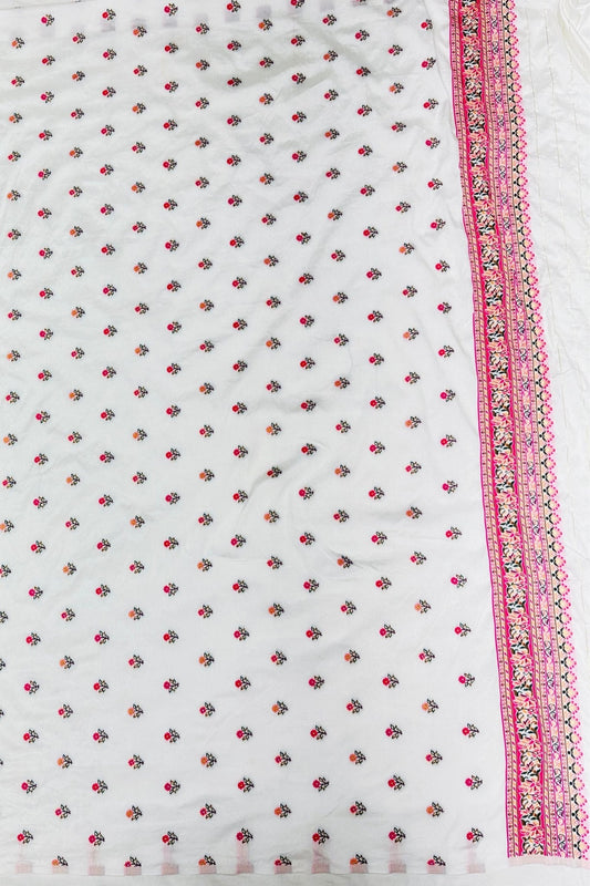 White Silk Saree with Vibrant Rajasthani Print - Mangaldeep NX