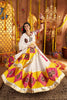 White Traditional Garba Lehenga Choli Set with Pink Patch Embroidery for Navratri - Mangaldeep NX