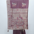 Wine Bangalori Silk Saree with Zari Woven Pallu and Traditional Peacock Motifs - Mangaldeep NX